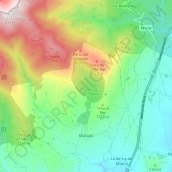 Braojos topographic map, elevation, terrain