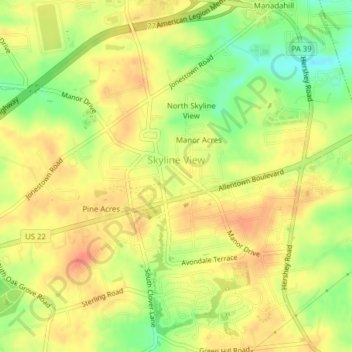 Skyline View topographic map, elevation, terrain