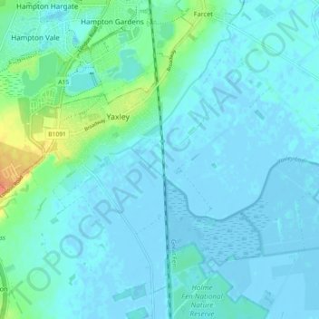 Yaxley topographic map, elevation, terrain