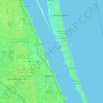 Melbourne topographic map, elevation, terrain