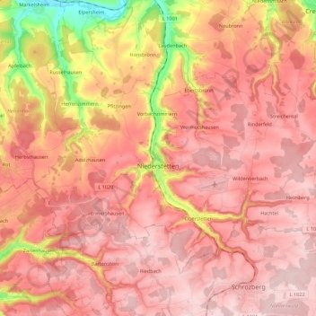 Niederstetten topographic map, elevation, terrain