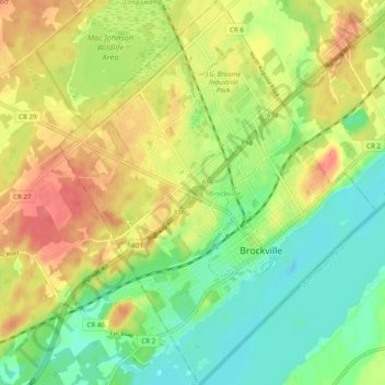 Brockville topographic map, elevation, terrain