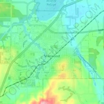 Sherwood topographic map, elevation, terrain
