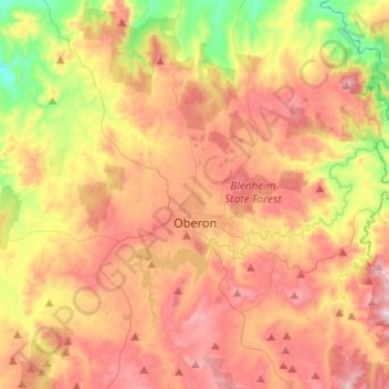 Oberon topographic map, elevation, terrain