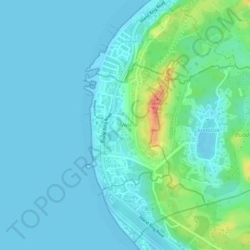 Aiwo topographic map, elevation, terrain