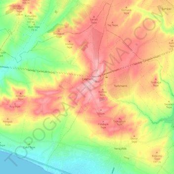 Çeşmeli Mahallesi topographic map, elevation, terrain