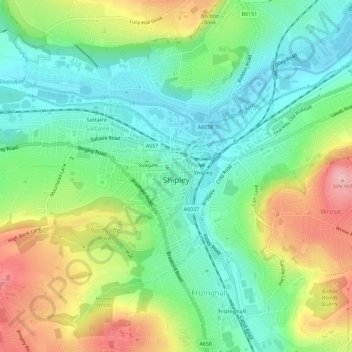 Shipley topographic map, elevation, terrain
