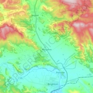 Mangalore topographic map, elevation, terrain