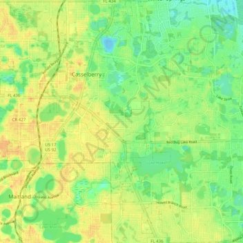 Casselberry topographic map, elevation, terrain