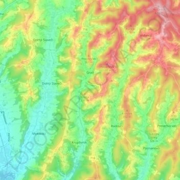 Grad topographic map, elevation, terrain