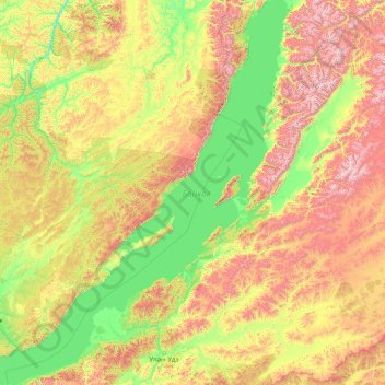 Baikal lake topographic map, elevation, terrain