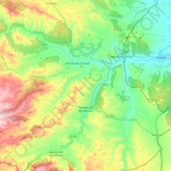 Cervera del Río Alhama topographic map, elevation, terrain
