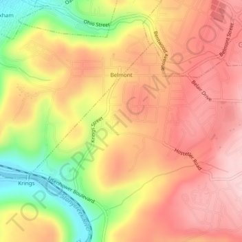 Belmont topographic map, elevation, terrain