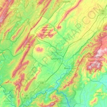 Rockbridge County topographic map, elevation, terrain