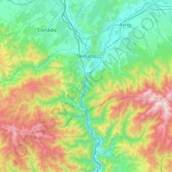 Tălmaciu topographic map, elevation, terrain