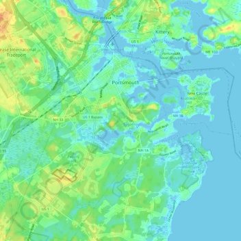 Portsmouth topographic map, elevation, terrain