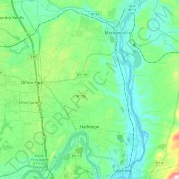 Town of Halfmoon topographic map, elevation, terrain