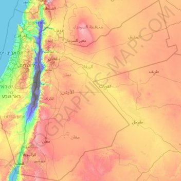 Jordan topographic map, elevation, terrain