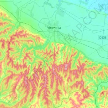 Grad Virovitica topographic map, elevation, terrain