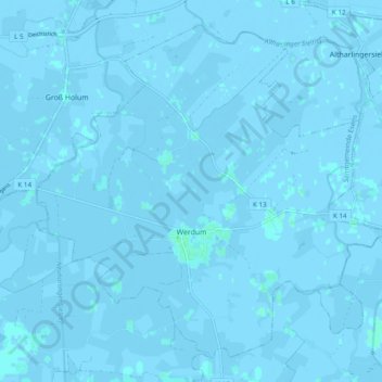 Werdum topographic map, elevation, terrain