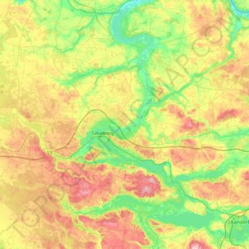Silkeborg Municipality topographic map, elevation, terrain