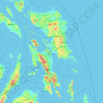 Eastern Visayas topographic map, elevation, terrain