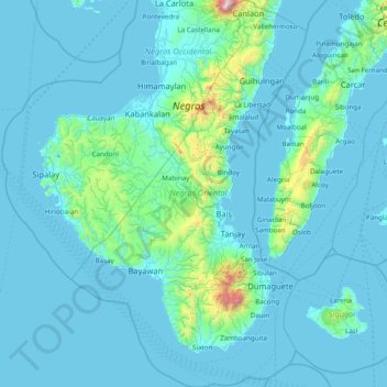 Negros Oriental topographic map, elevation, terrain