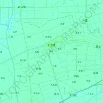 石港镇 topographic map, elevation, terrain