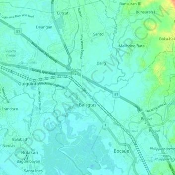 Balagtas topographic map, elevation, terrain