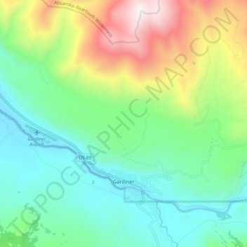 Gardiner topographic map, elevation, terrain
