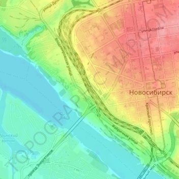 Железнодорожный район topographic map, elevation, terrain