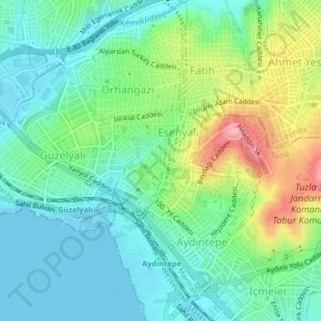 Esenyalı Mahallesi topographic map, elevation, terrain