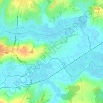 Newenden topographic map, elevation, terrain