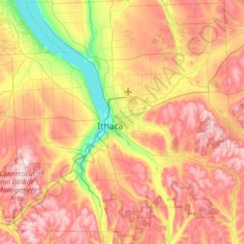 Tompkins County topographic map, elevation, terrain