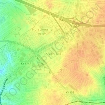 Forest Hills topographic map, elevation, terrain