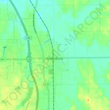 Scottsburg topographic map, elevation, terrain