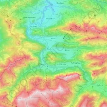 Bezau topographic map, elevation, terrain