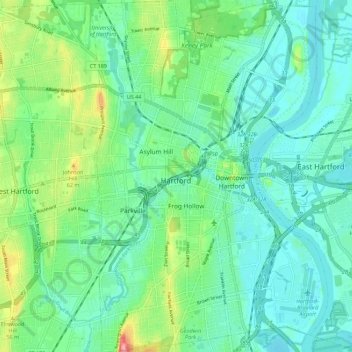 Hartford topographic map, elevation, terrain