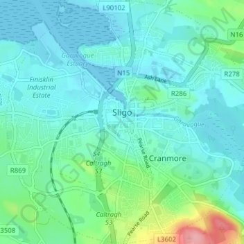 Sligo topographic map, elevation, terrain