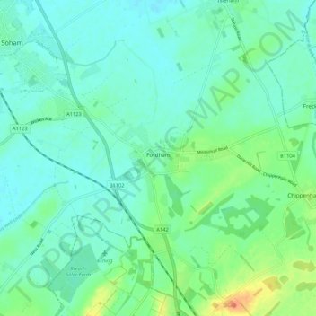 Fordham topographic map, elevation, terrain