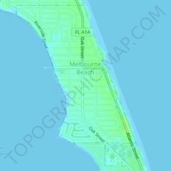 Melbourne Beach topographic map, elevation, terrain