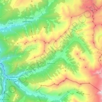 Schmirn topographic map, elevation, terrain