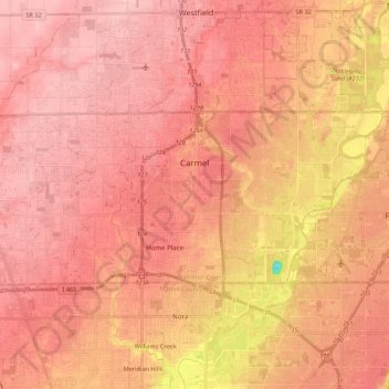 Carmel topographic map, elevation, terrain