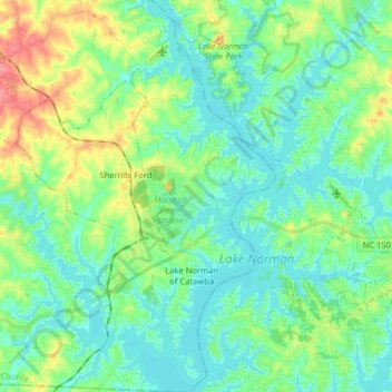Lake Norman of Catawba topographic map, elevation, terrain