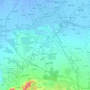 Rasht topographic map, elevation, terrain