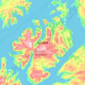 Seiland topographic map, elevation, terrain