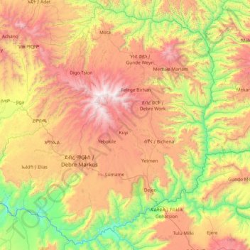 East Gojjam topographic map, elevation, terrain