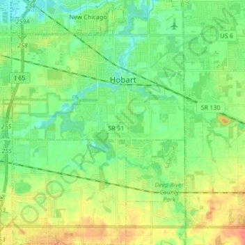 Hobart topographic map, elevation, terrain
