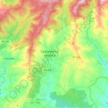 Castanheira de Pera topographic map, elevation, terrain