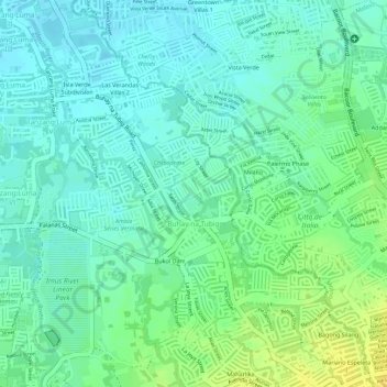 Buhay na Tubig topographic map, elevation, terrain
